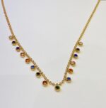 Rainbow Charm Beaded Gold Necklace