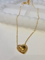 Radiant Gold-Plated Heart Pendant Necklace with Crystal Accents