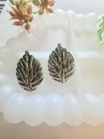 Elegant Silver Leaf Stud Earring - Image 2