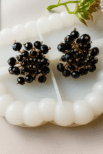 Elegant Beaded Floral Stud Earrings - Image 2