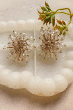 Elegant Beaded Floral Stud Earrings - Image 3