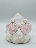 Elegant Pink Heart Beaded Earrings