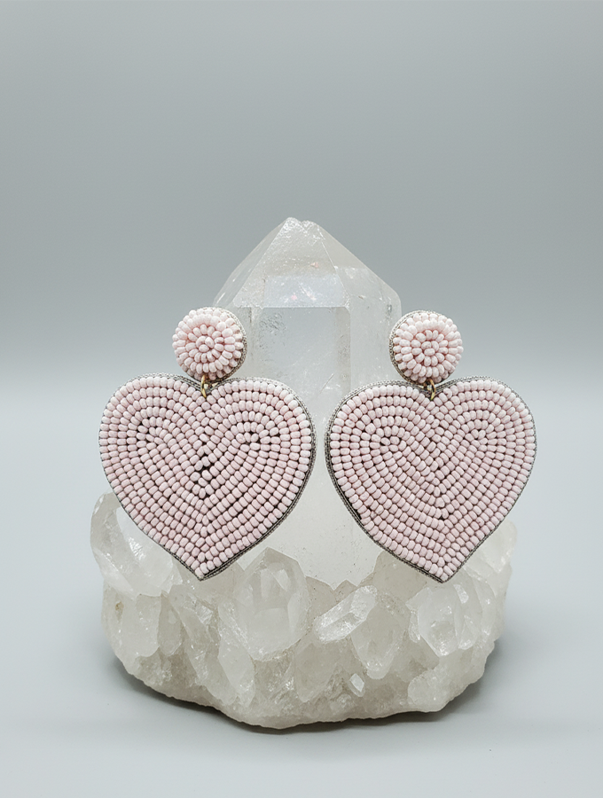 Ornesta-products-122 Elegant Pink Heart Beaded Earrings - Image 1