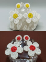 Handcrafted Beaded Floral Earrings - Image 2