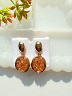 Gold-Plated Iridescent Resin Drop Earrings - Image 3