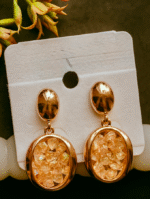 Gold-Plated Iridescent Resin Drop Earrings - Image 4