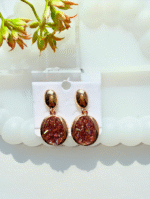 Gold-Plated Iridescent Resin Drop Earrings