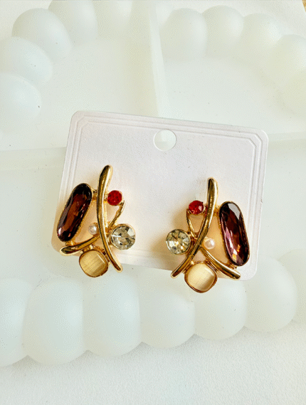 Elegant Gold and Gemstone Statement Earrings