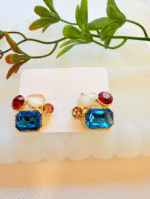 Elegant Gemstone Cluster Stud Earrings