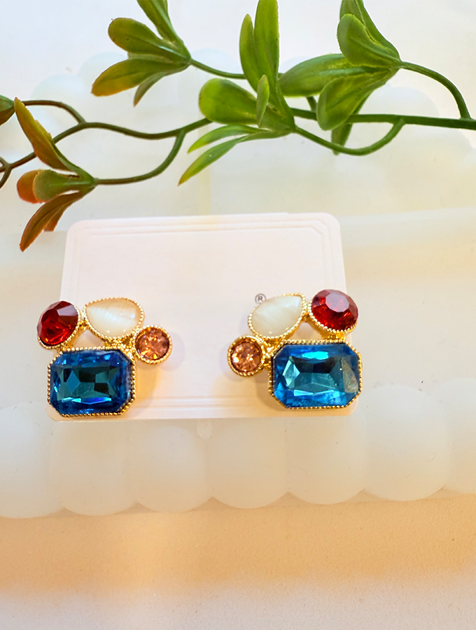 Ornesta-products-209 Elegant Gemstone Cluster Stud Earrings - Image 1