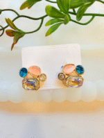 Elegant Gemstone Cluster Stud Earrings - Image 3