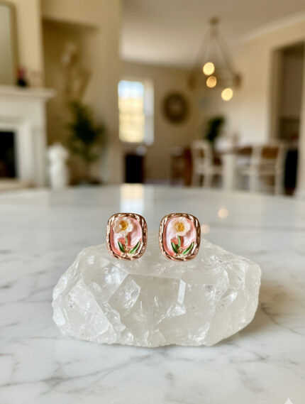 Rose Gold Floral Stud Earrings