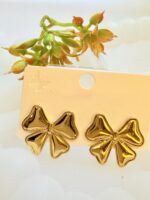 Elegant Gold Bow-Shaped Earrings