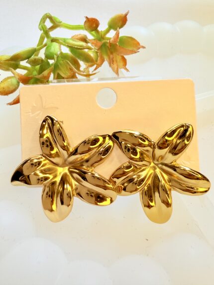 Golden Flower-Shaped Statement Earrings