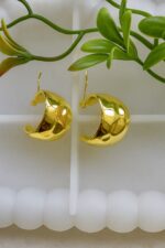 Golden Crescent Hoop Earrings