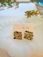 Wavy Gold Abstract Stud Earrings