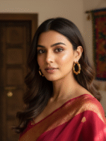 Gold Bamboo Chunky Hoop Earrings - Image 2