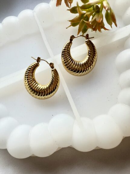 Textured Ribbed Huggie Hoops