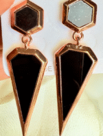 Geometric Black and Rose Gold Dangle Earrings