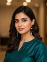 Geometric Black and Rose Gold Dangle Earrings - Image 2