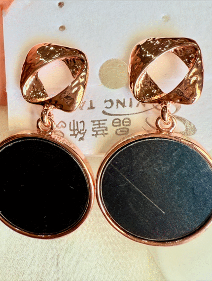 Geometric Rose Gold Drop Earrings