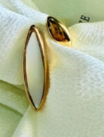 Elegant Gold-Plated Statement Ring with White Mother of Pearl Inlay