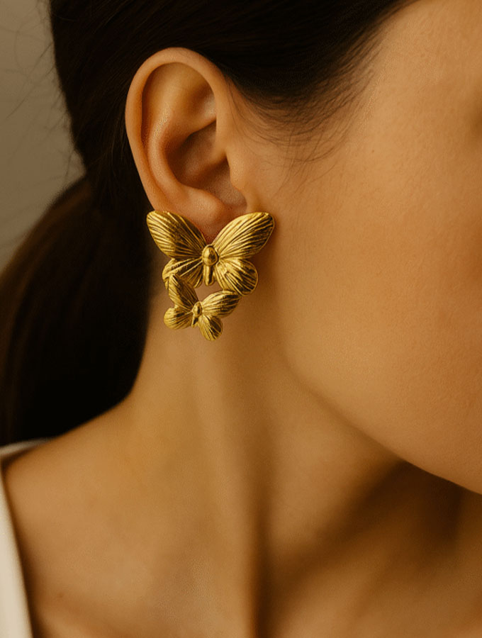 Ornesta-products-334 Butterfly Dream Gold Statement Earrings - Image 1