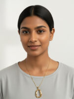 Elegant Twist Oval Gold Pendant Necklace - Image 2