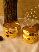 Molten Wave Gold-Plated Statement Bangles