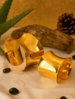 Sculpted Sleek Gold-Plated Wide Cuff Bangles