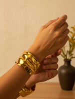 Molten Wave Gold-Plated Statement Bangles - Image 2