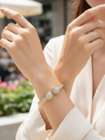 Gold-Plated Crystal Dual-End Bangle - Image 2